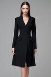 Black Long Sleeves Notched Lapel Short Blazer Dress