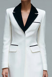 Ivory Pencil Notched Lapel Short Blazer Dress