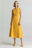 Yellow A Line V Neck Work Dress