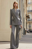 Grey 2 Piece Peak Lapel Business Suits