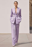 Lilac Satin 2 Piece Business Suits with Belt