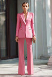 Pink 2 Piece Notched Lapel Business Suits with Sleeves