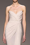 Sweetheart Sheath Elegant Ivory Ruched Long Evening Dress