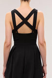 Black Square Neck A Line Long Evening Dress