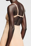 A Line Apricot Spaghetti Straps Wedding Guest Dress With Slit