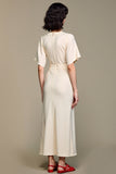 A Line V Neck Long White Wedding Guest Dress