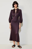 Dark Red Sheath Midi Wedding Guest Dress with Long Sleeves