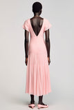 A Line Pink Midi Wedding Guest Dress With Bow