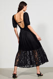 Black A Line Lace Long Wedding Guest Dress