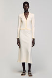 Ivory Sheath Long Sleeve Wedding Guest Dress