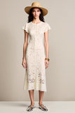 Lace Apricot A Line Wedding Guest Dress