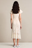 Lace Apricot A Line Wedding Guest Dress