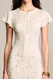 Lace Apricot A Line Wedding Guest Dress