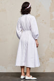 White Simple Long Sleeve A Line Wedding Guest Dress