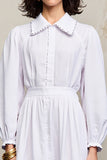 White Simple Long Sleeve A Line Wedding Guest Dress