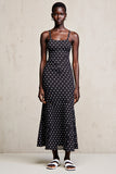 Black Sheath Spaghetti Straps Polka Dots Wedding Guest Dress