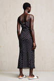 Black Sheath Spaghetti Straps Polka Dots Wedding Guest Dress