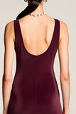 Burgundy Sheath Velvet Wedding Guest Dress
