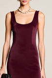 Burgundy Sheath Velvet Wedding Guest Dress