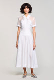 White A Line Wedding Guest Dress with Bow