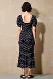 Black Sheath Short Sleeve Polka Dot Dress