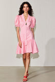 Pink V-Neck A Line Short Wedding Guest Dress