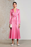 Pink Notched Lapel A Line Wedding Guest Dress