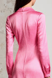 Pink Notched Lapel A Line Wedding Guest Dress