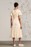 Apricot A Line Lace Wedding Guest Dress with Belt