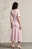 Pink A Line Single-Breasted Wedding Guest Dress
