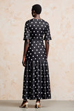 Black A Line Short Sleeve Polka Dot Dress