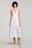 White V-Neck A Line Wedding Guest Dress