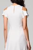 White Cold Shoulder A Line Wedding Guest Dress