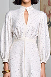 White A Line Polka Dot Long Wedding Guest Dress