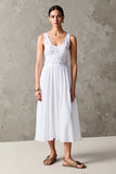 White A Line Scoop Wedding Guest Dress with Lace