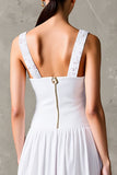 White A Line Scoop Wedding Guest Dress with Lace