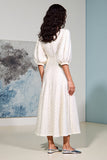 Ivory A Line V-Neck Long Sleeves Wedding Guest Dress