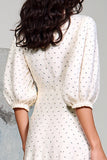 Ivory A Line V-Neck Long Sleeves Wedding Guest Dress