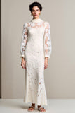 Lace Ivory Sheath Long Wedding Guest Dress