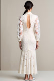 Lace Ivory Sheath Long Wedding Guest Dress