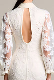 Lace Ivory Sheath Long Wedding Guest Dress