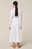 White A Line Long Sleeves Wedding Guest Dress