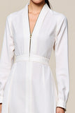 White A Line Long Sleeves Wedding Guest Dress
