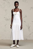 Whiet A Line Spaghetti Straps Wedding Guest Dress with Flowers