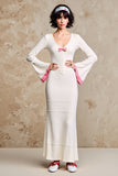 White Sheath Long Sleeves Wedding Guest Dress