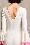 White Sheath Long Sleeves Wedding Guest Dress