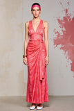 Pink Sheath Ruched Long Wedding Guest Dress