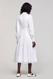 White A Line Long Sleeves Wedding Guest Dress