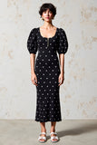 Black Sheath Polka Dot Wedding Guest Dress