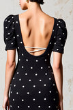 Black Sheath Polka Dot Wedding Guest Dress